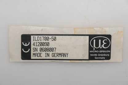 Micro-Epsilon ILD1700-50, 4120090, SN 0608007 Laser Sensor Head Assembly