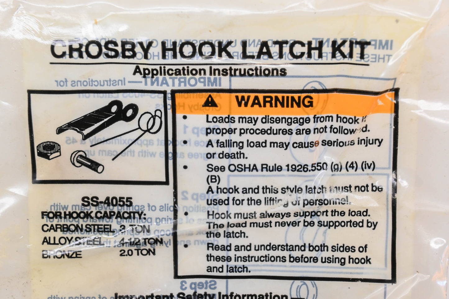 Crosby SS-4055 Hook Latch Kit NOS