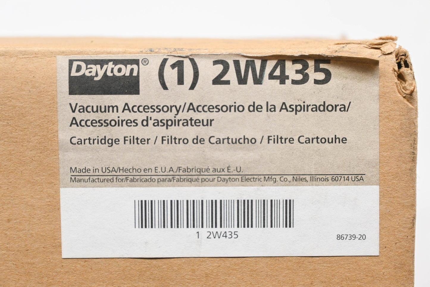 Dayton 2W435 Vacuum Filter Accessory NOS