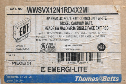 Thomas & Betts WWSVX12N1RD4X2MI Emergency Light Kit
