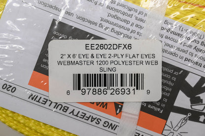 Lift-All EE2602DFX6 6' x 2" Eye & Eye Web Sling NOS