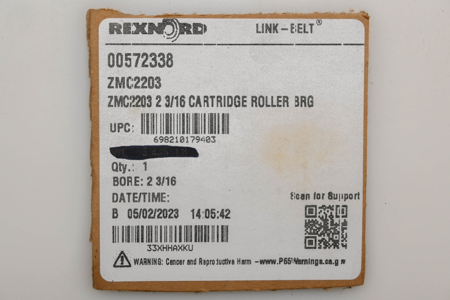 Rexnord ZMC2203, 00572338 2-3/16" Cartridge Roller Bearing NOS