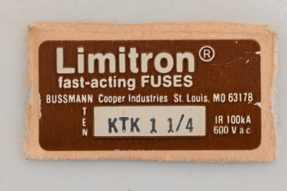 Bussmann KTK 1-1/4, KTK-1-1/4 Limitron 1.25A-600V Fuses Qty 5 NOS