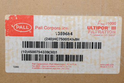Pall HC7500SKN8H, 1359684 Hydraulic Filter NOS