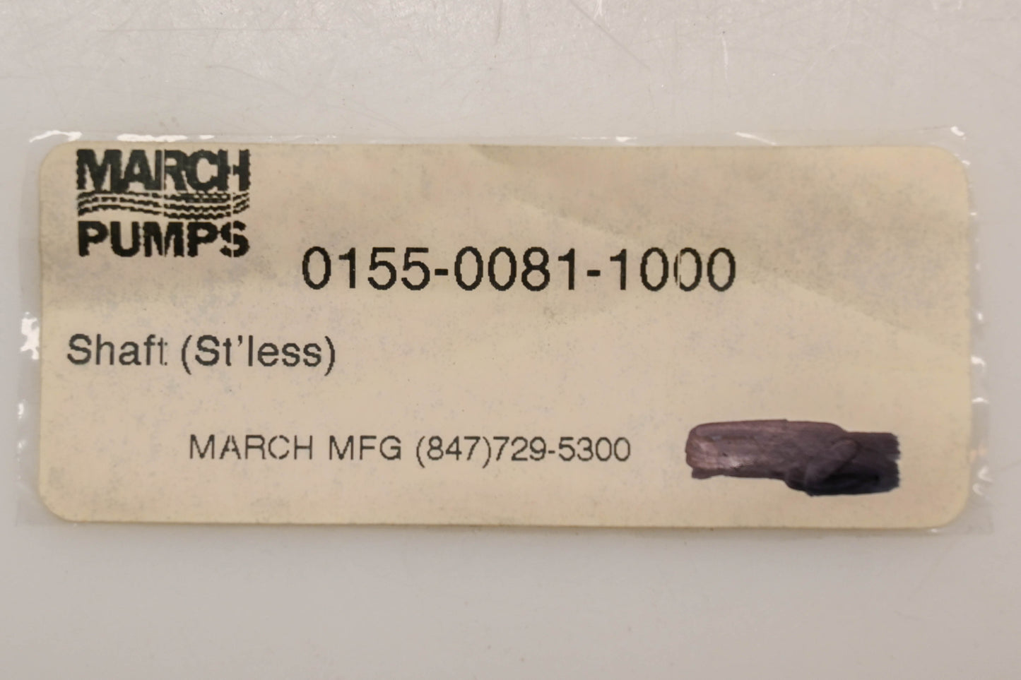 March Pumps 0155-0081-1000 Shaft NOS