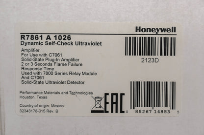 Honeywell R7861 A 1026, R7861A1026 Dynamic Self-Check Ultraviolet Flame Check Amplifier NOS