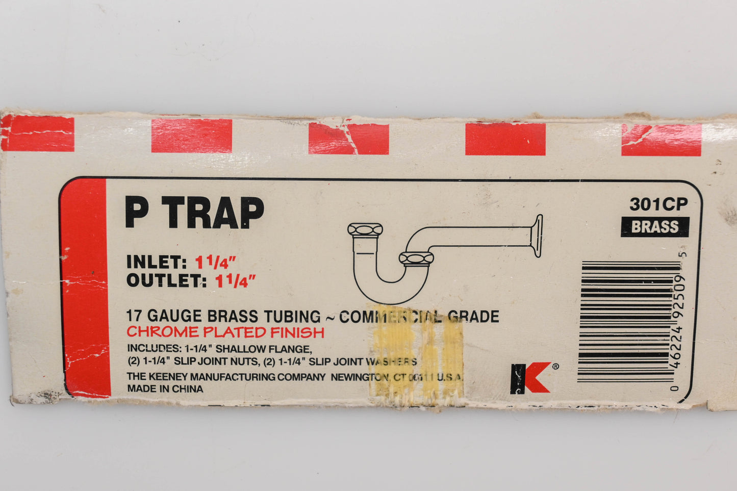 Keeney Manufacturing 301CP 1-1/4" 17 Gauge Brass P-Trap Kit NOS