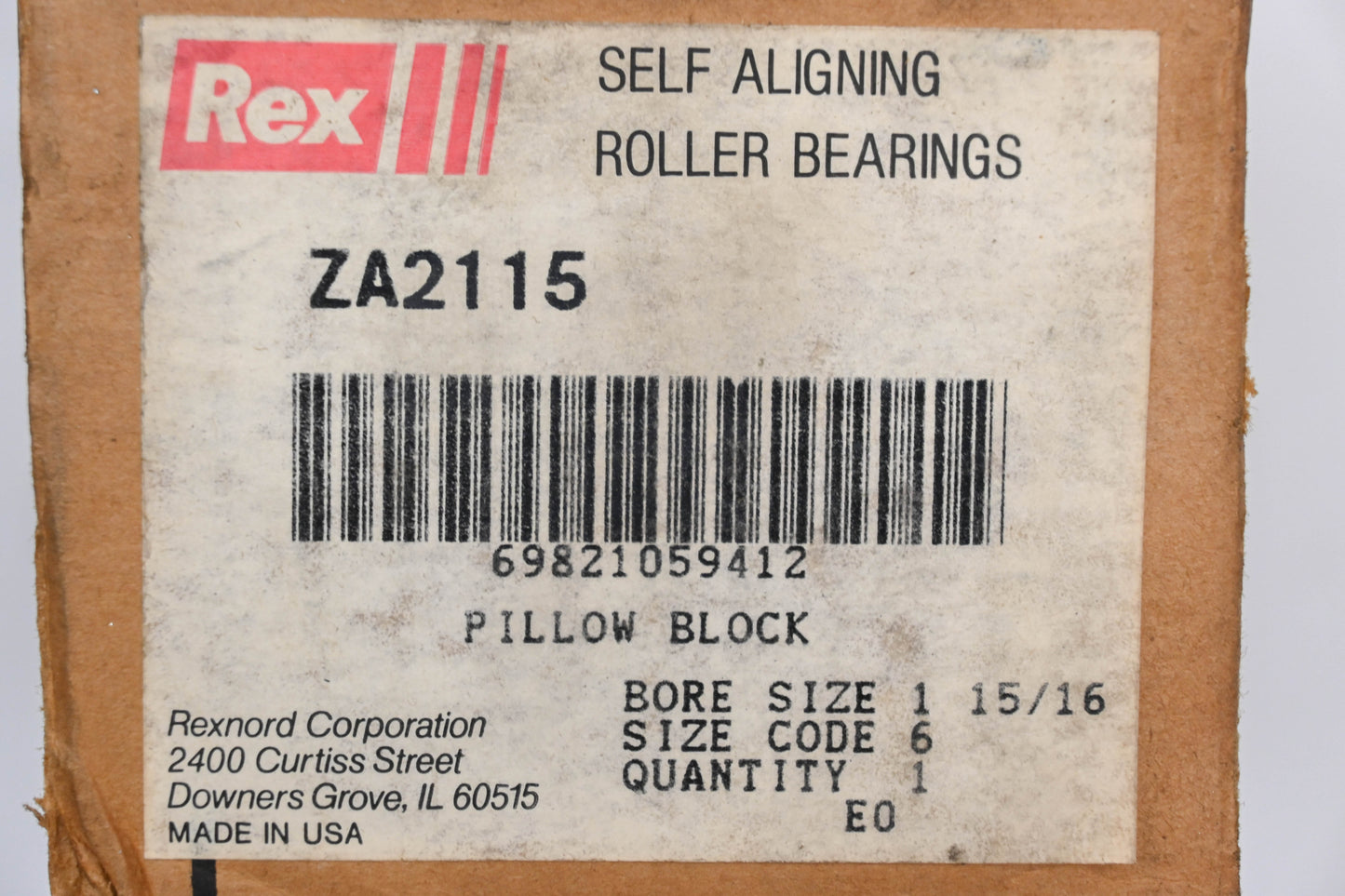 Rexnord ZA-2115, ZA2115 1-15/16" Pillow Block Bearing NOS