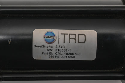 Bimba 318581-1, CYL-10200755 TRD 250PSI Pneumatic Cylinder 2.5x3 NOS