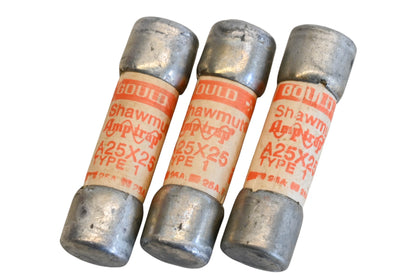 Gould A25X25-1 25A-300V Fuses Qty 3