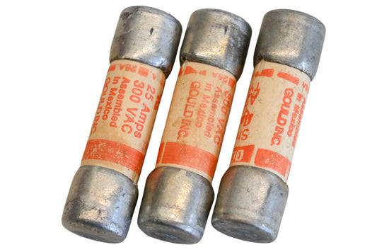 Gould A25X25-1 25A-300V Fuses Qty 3