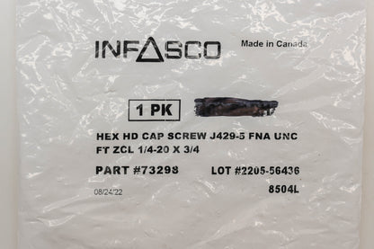 Infasco 73298 1/4"-20 x 3/4" Hex Cap Screws Qty 56 NOS