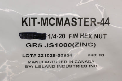 Mcmaster GR5 JS1000, JS1000 1/4"-20 Zinc Hex Nuts Qty 167 NOS