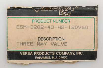 Versa ESM-3202-43-H2-120V60 3 Way Solenoid Valve NOS