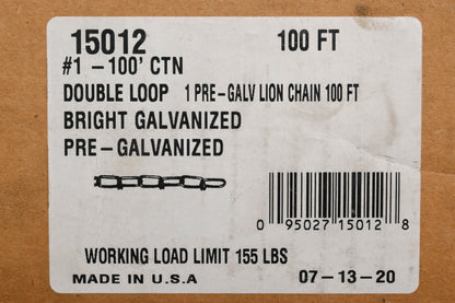 Aftermarket 15012 #1-100' Bright Galvanized Chain NOS