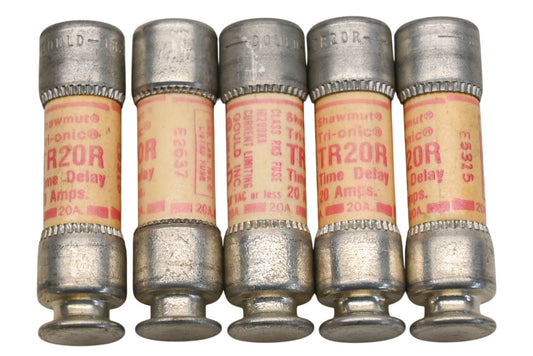 Gould TR20R 20A-250V Fuses Qty 5 NOS