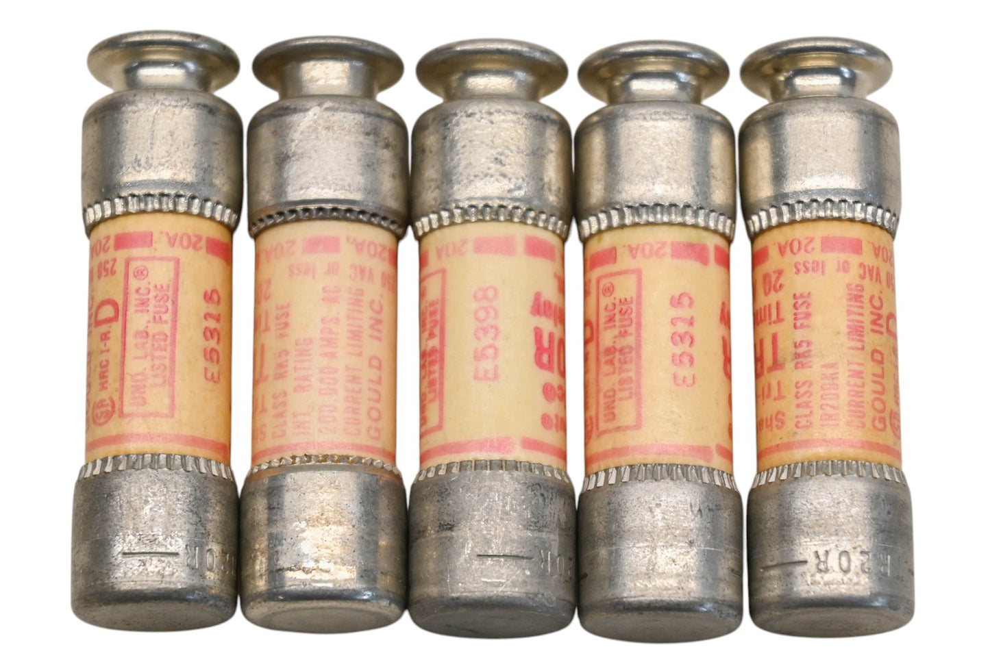 Gould TR20R 20A-250V Fuses Qty 5 NOS