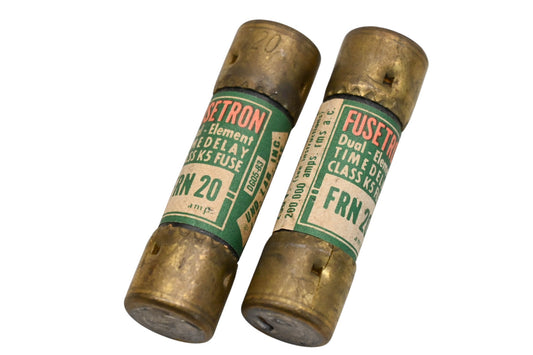 Bussmann FRN 20, FRN-20 Fusetron 20A-250V Fuses Qty 2 NOS