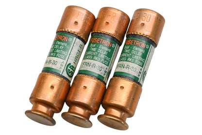 Bussmann FRN R 30, FRN-R-30 Fusetron 30A-250V Fuses Qty 3 NOS