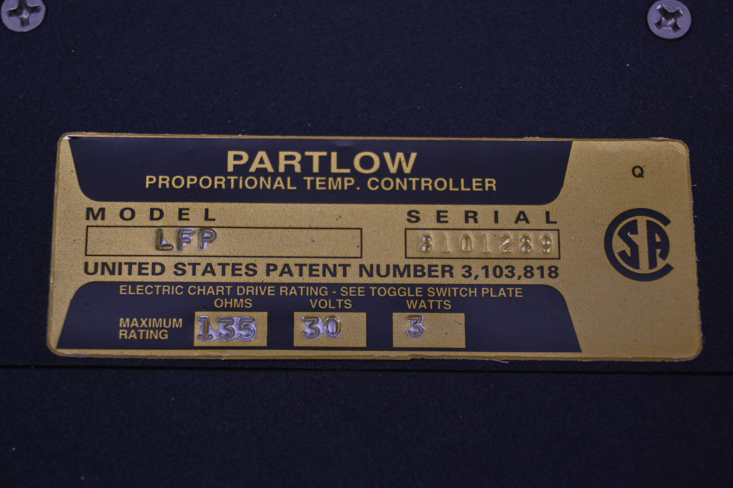 Partlow LFP 3W-30V Temperature Controller NOS