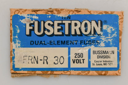 Bussmann FRN R 30, FRN-R-30 Fusetron 30A-250V Fuses Qty 3 NOS
