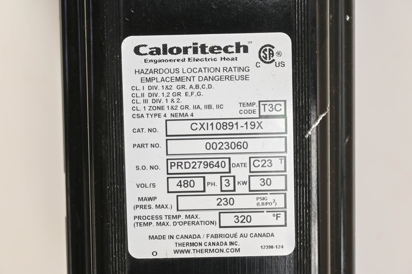 Caloritech CXI10891-19X, 0023060 480V 320�F Immersion Heater NOS