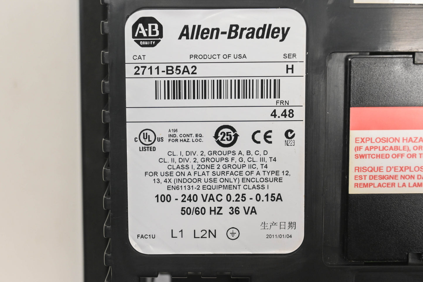 Allen-Bradley 2711-B5A2 100-240V Control Panel NOS