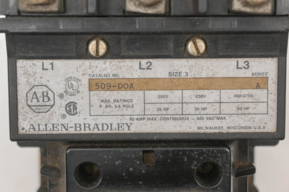 Allen-Bradley 509-DOA Non-Reversing Starter