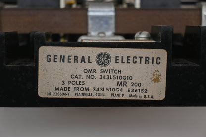 GE 343L510G10 3 Pole QMR Switch NOS