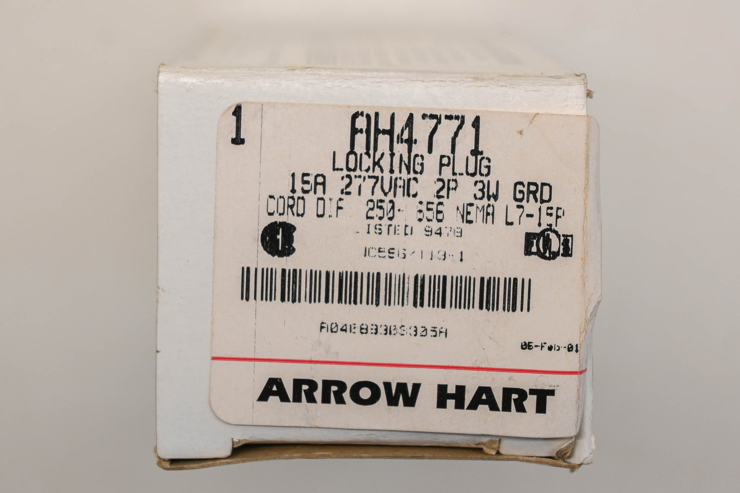 Arrow Hart AH4771 15A-277V 3-Wire Locking Plug Assembly NOS
