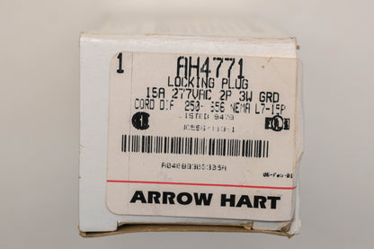 Arrow Hart AH4771 15A-277V 3-Wire Locking Plug Assembly NOS