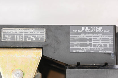 Allen-Bradley BUL. 1494F Disconnect Switch Kit NOS