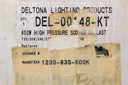 Deltona Lighting Products DEL-00148-KT, 1230-93S-500K 400W High Pressure Sodium Ballast Kit NOS