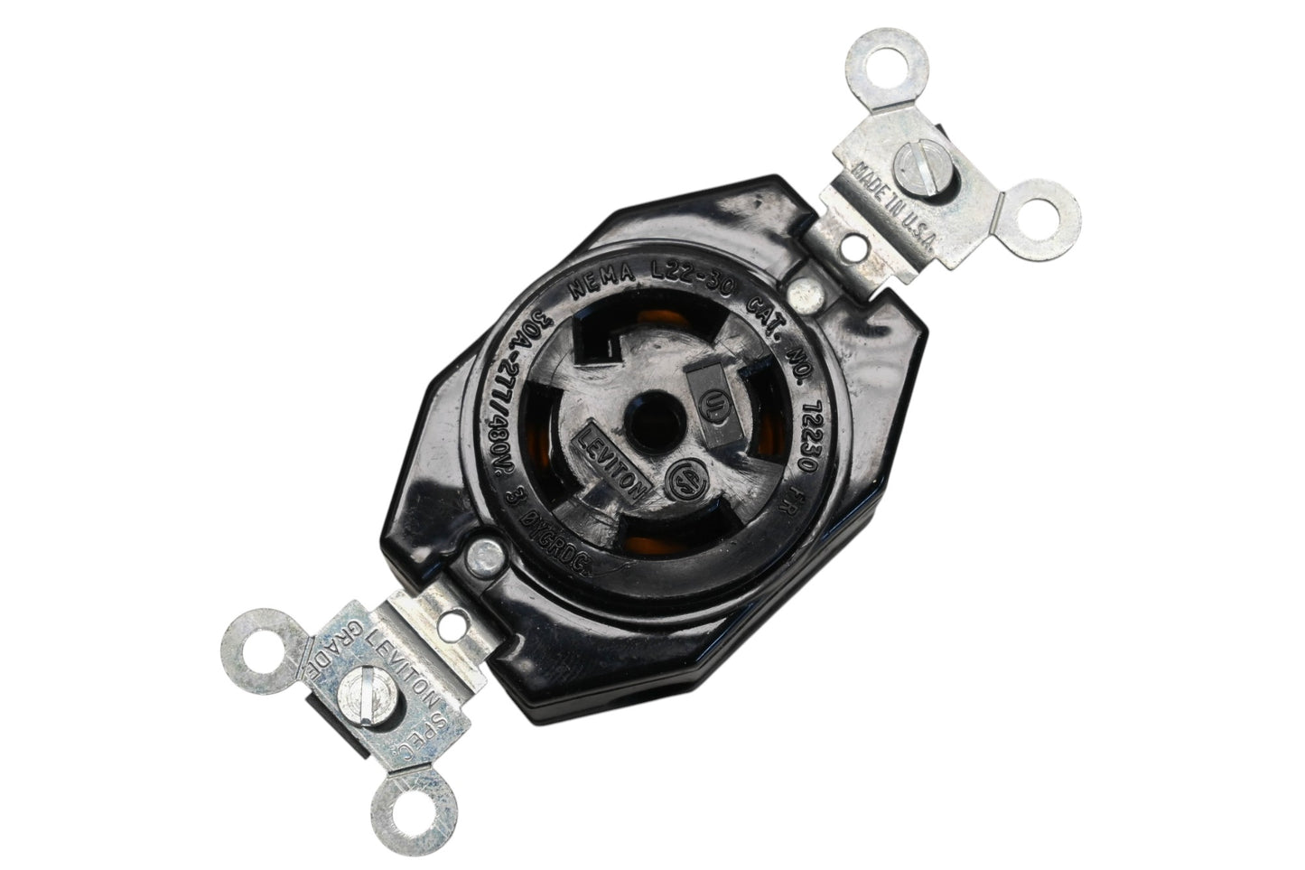 Leviton 2820, 72230FR, L22-30 Locking Receptacle Assembly NOS