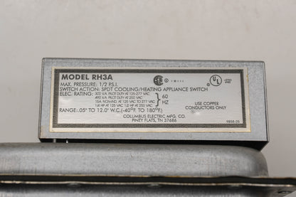 Columbus Electric RH3A 1/2 PSI Air Pressure Switch NOS
