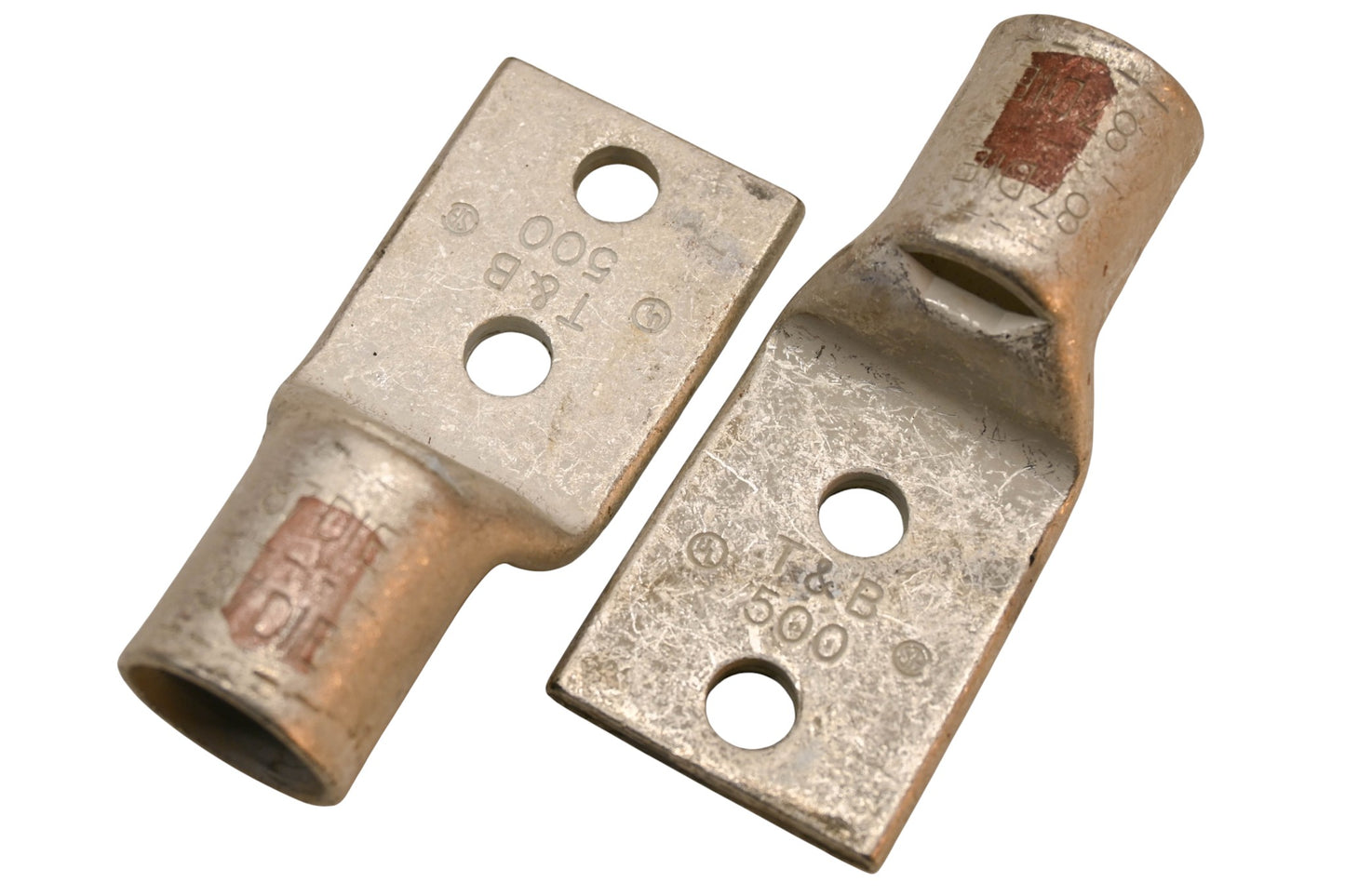 T&B 54218 3/8" 500MCM Brown 2-Hole Copper Lugs Qty 2 NOS