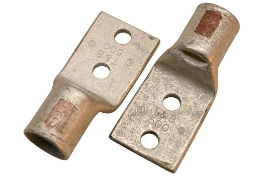 T&B 54218 3/8" 500MCM Brown 2-Hole Copper Lugs Qty 2 NOS