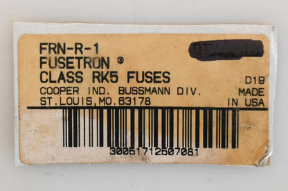 Bussmann FRN-R-1 Fusetron 1A-250V Fuse NOS