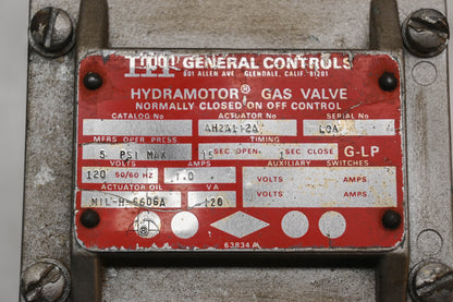 ITT General Controls AH2A112A 5 PSI Hydramotor Gas Valve
