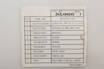 GE 343L494G45 Hardware Kit NOS
