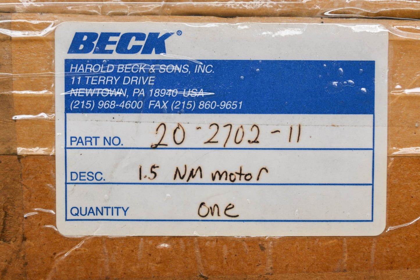 Harold Beck 20-2702-11 1.5Nm Motor Kit NOS
