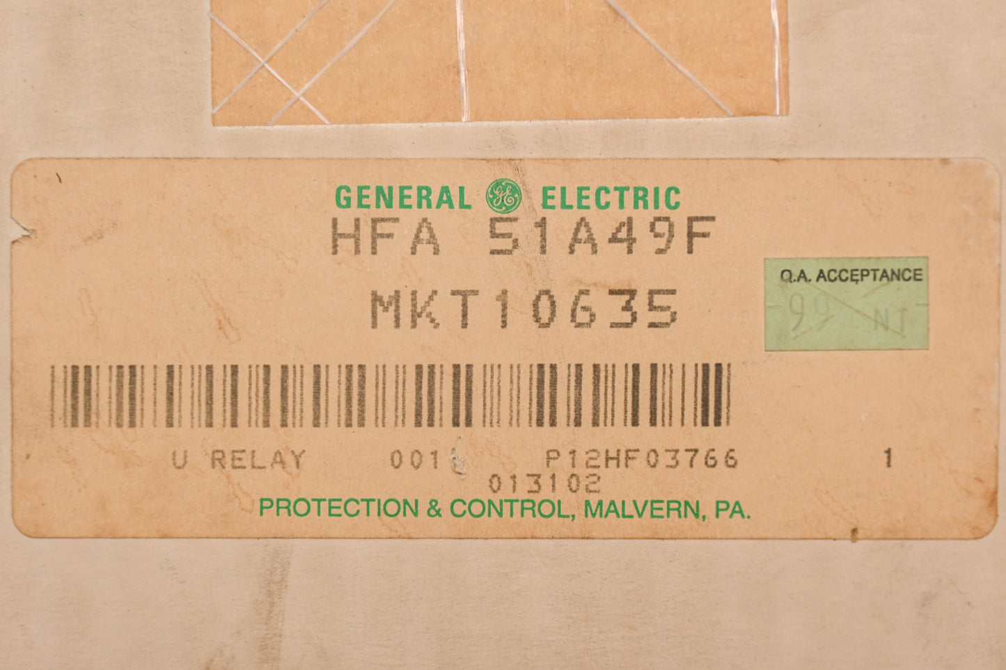 GE HFA51A49F, MKT10635 115V Auxiliary Relay Kit NOS