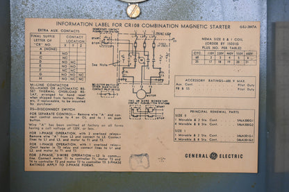 GE CR108 Magnetic Combination Starter