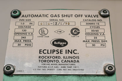 Eclipse 6556-12/4/90 Automatic Gas Shut-Off Valve