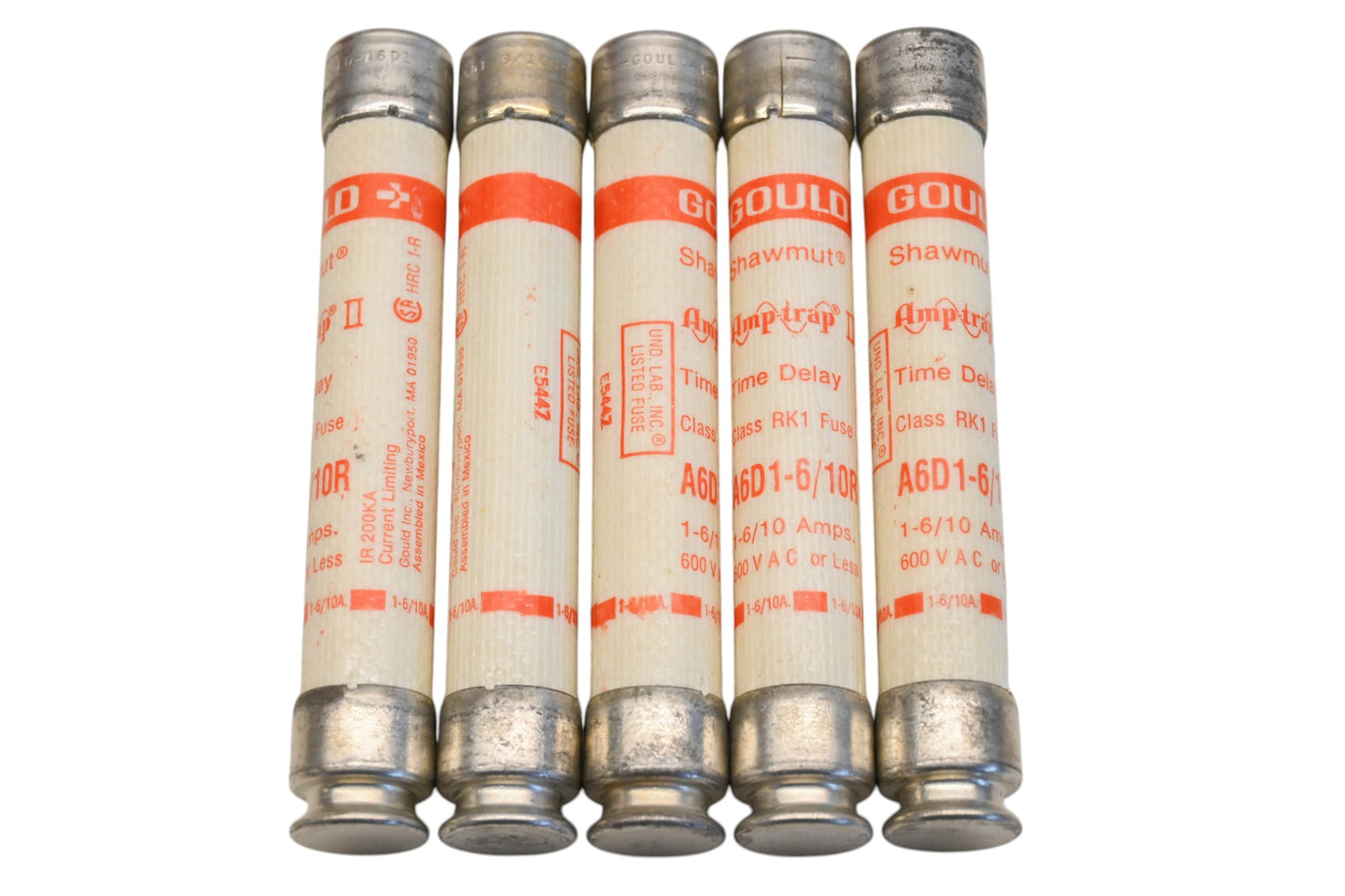 Gould A6D1-6/10R 1.6A-600V Fuses Qty 5 NOS