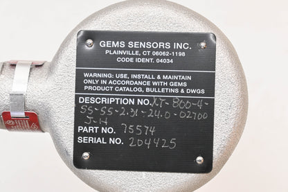 Gems 75574, XM-800, XM-800-75574 30" Fluid Level Sensor NOS
