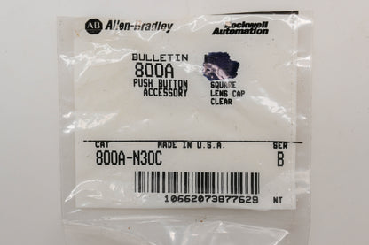 Allen-Bradley 800A-N30C Clear Square Lens Cap NOS