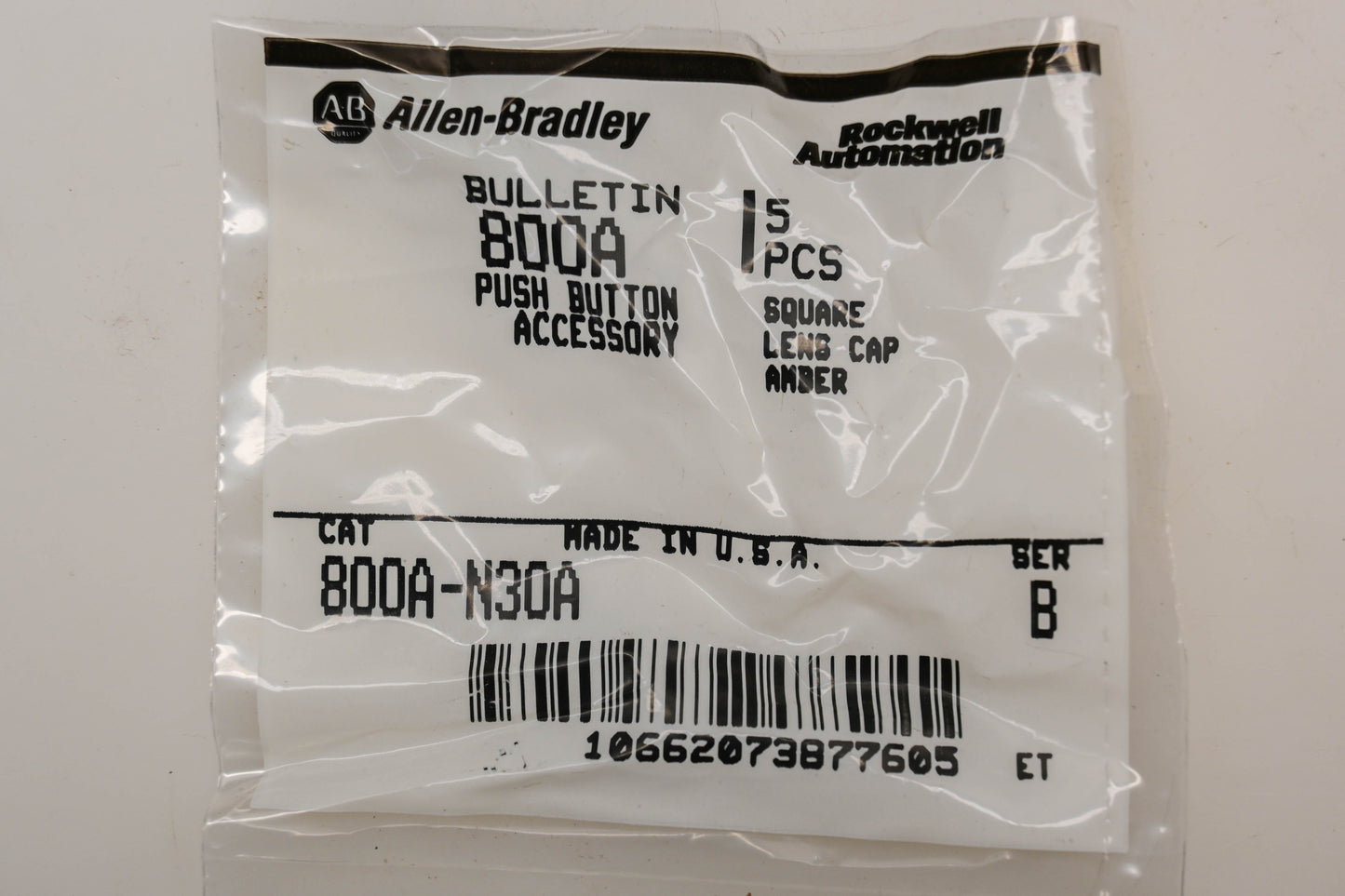 Allen-Bradley 800A-N30A Amber Square Lens Caps Qty 5 NOS