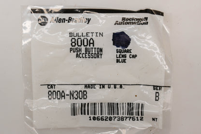 Allen-Bradley 800A-N30B Blue Square Lens Caps Qty 10 NOS