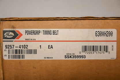 Gates 9257-4102, 630XH200 2" x 63" 72T Timing Belt NOS